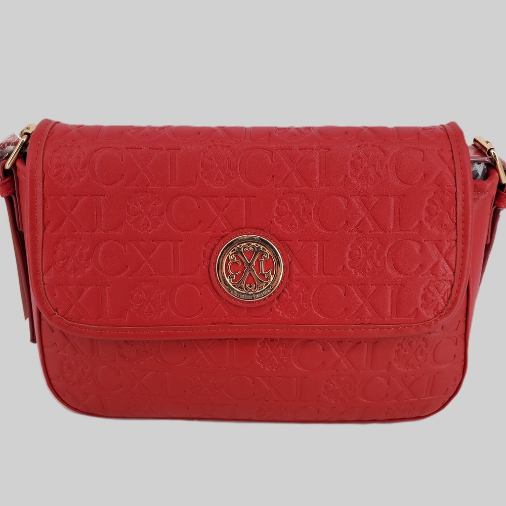 CXL by Christian Lacroix Clara Embossed Logo Red Shoulder Bag‎ Purse Adjustable